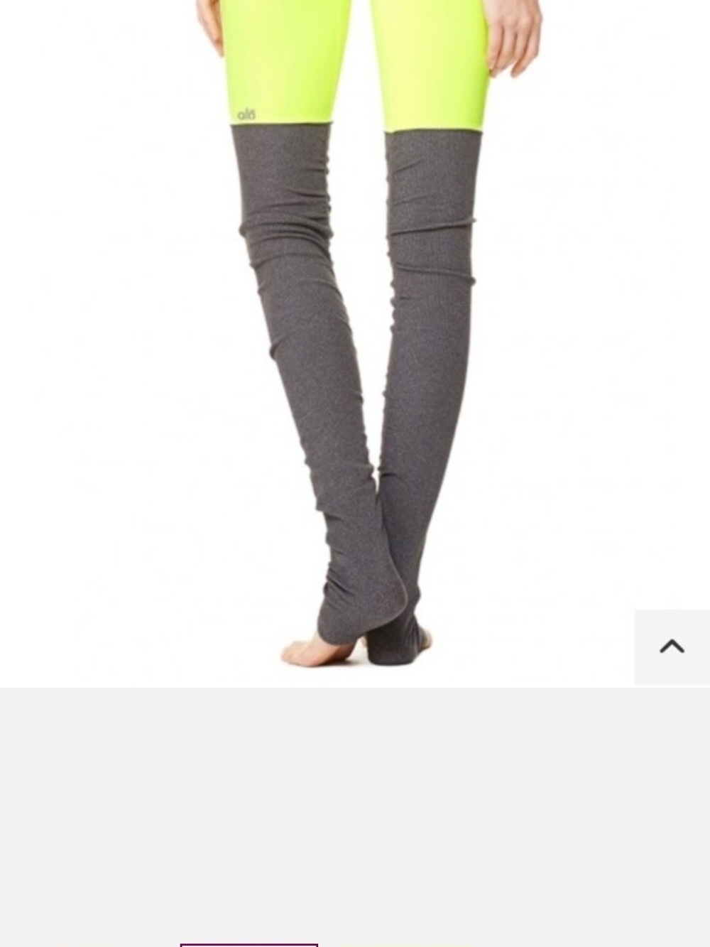 ALO Yoga Godess Neon Lime and Gray Stirrup Leggings for Women